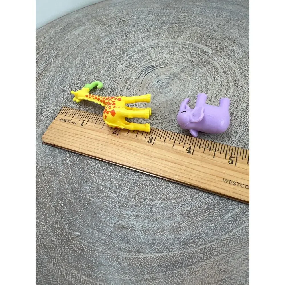 Polly Pocket Miniature Giraffe and Purple Elephant Figures Toy Cake Topper
